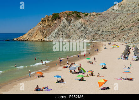 Portugal; the Western Algarve, Burgau beach Stock Photo