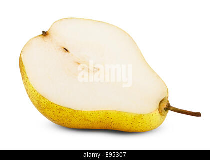 Half of pear isolated on white background. Clipping Path Stock Photo