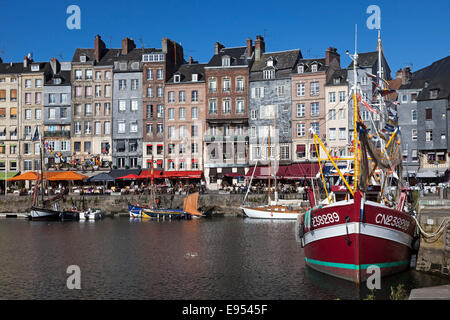 Vieux Bassin, old harbour basin, Honfleur, Département Calvados, Basse-Normandie, France Stock Photo