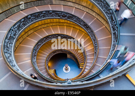 Double Spiral stairs by Giuseppe Momo in 1932, Vatican Museums, Vatican, Rome, Lazio, Italy Stock Photo