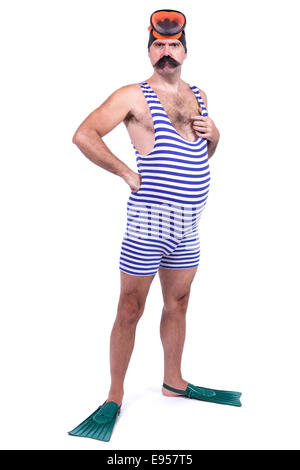 Man in swim dress isolated on white background Stock Photo