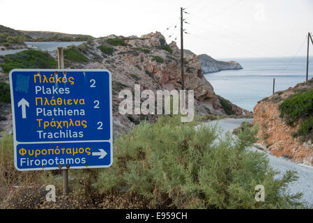 sign for firopotamos at milos in greece Stock Photo