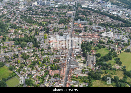 An aerial view showing the centre of Witham, a town in Essex Stock Photo