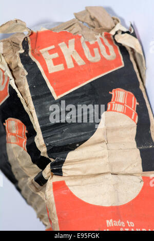 Old corrugated paper packaging for an Ekco electric light bulb Stock Photo