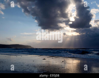 Early evening at Widemouth Bay, Bude, Cornwall, UK Stock Photo