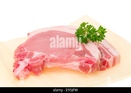 Two pork loin chops close-up, studio isolated Stock Photo