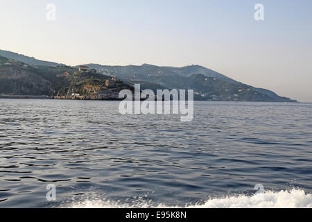 View of the Marina di Puolo on the Amalfi Peninsula near Sorrento, Italy from the water Stock Photo