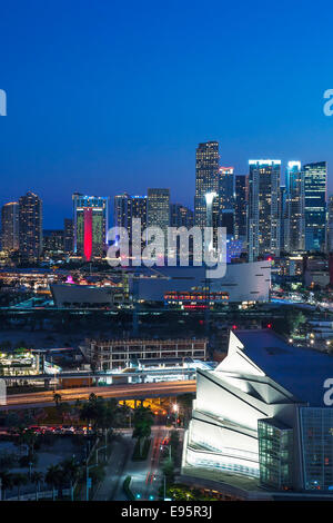 Vertical view of Miami downtown by night Stock Photo