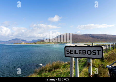 Seilbost and the View Across the Bay Towards Losgaintir, Isle of Harris Hebrides Scotland UK Stock Photo