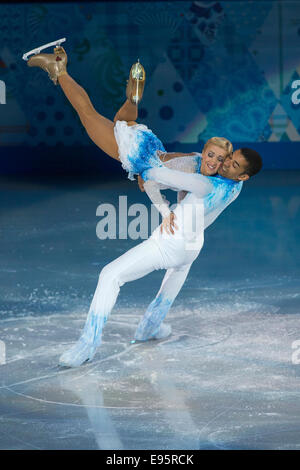 Aliona Savchenko and Robin Szolkowy (GER) performing in the Figure Skating Gala Exhibition at the Olympic Winter Games, Sochi 20 Stock Photo