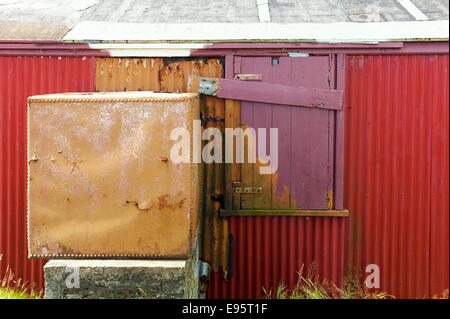 Detail of tin hut, Isle of Man Stock Photo