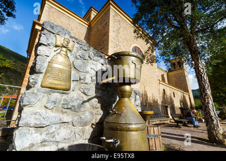 Monument to Alquitara or pot still for orujo distillation. Stock Photo