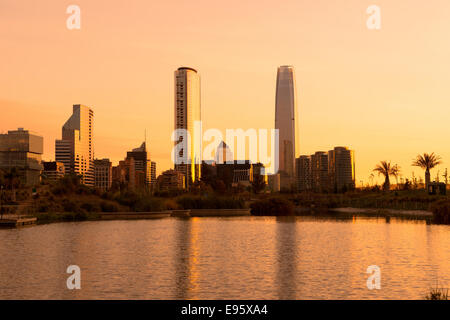 Skyline of buildings at Las Condes district, Santiago de Chile Stock Photo