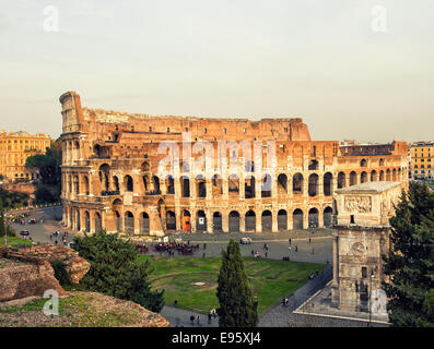 view of the Colosseum Amphitheater in Rome Stock Photo