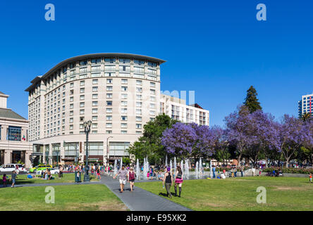 Plaza de Cesar Chavez in downtown San Jose, Santa Clara County, California, USA Stock Photo