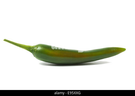 Green hot chili pepper isolated on the white background Stock Photo - Alamy