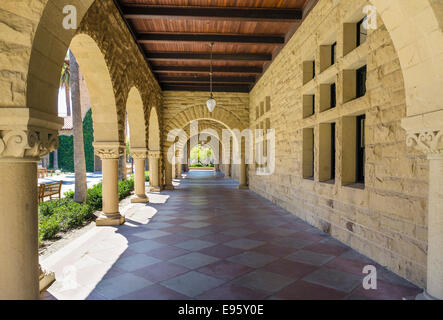 Gallery around the outside of the Main Quad, Stanford University, Palo Alto, California, USA Stock Photo