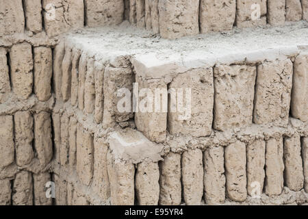 Sightseeing: typical adobe sun-dried bricks at the pre-Inca Lima ...