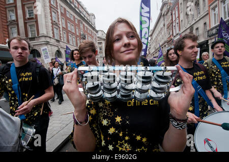 90,000 people join TUC General  Anti-Austerity & Britain Needs a Pay Rise march and rally in London 18th Oct  2014 Stock Photo