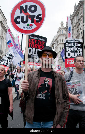 90,000 people join TUC General  Anti-Austerity & Britain Needs a Pay Rise march and rally in London 18th Oct  2014 Stock Photo