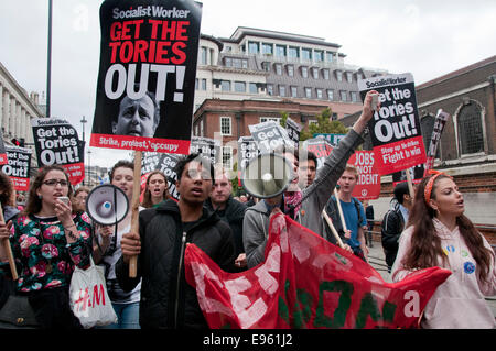 90,000 people join TUC General  Anti-Austerity & Britain Needs a Pay Rise march and rally in London 18th Oct  2014 Stock Photo