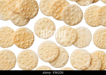 Rice crackers isolated on white background, close up Stock Photo