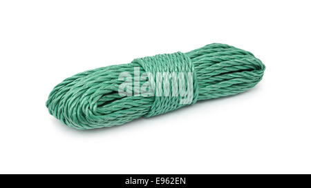 Green rope bunched isolated on white background Stock Photo - Alamy