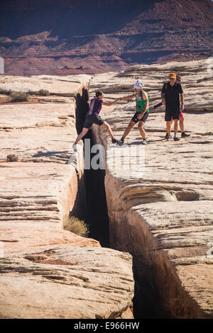 'Black Crack', White Rim trail, Canyonlands National Park, Moab, Utah.