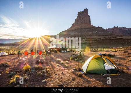 Camp along the White Rim trail, Canyonlands National Park, Moab, Utah. Stock Photo