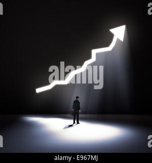 An opening in a wall shaped like an arrow graph Stock Photo