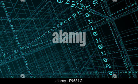 3D Binary code - big data and programing concept Stock Photo