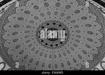 Detail of the interior of the main mosque in the village of Avsallar. Black and white. Anatolian coast. Stock Photo