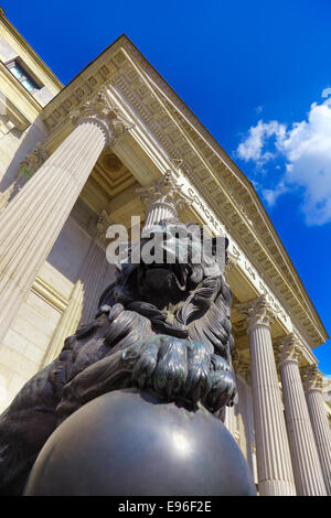 Lion at Spanish Congress of Deputies in Madrid Stock Photo