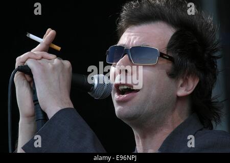 Ian McCulloch of 'Echo and the Bunnymen',  T In The Park music festival, Balado, Scotland, 2003. Stock Photo