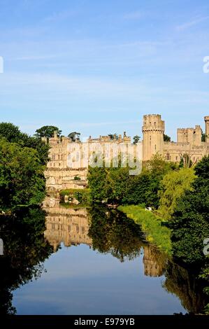 View of Warwick castle and the River Avon, Warwick, Warwickshire, England, UK, Western Europe. Stock Photo