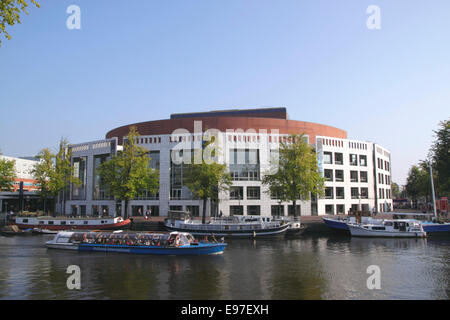 Stadhuis Muziektheatre opera house by Amstel River Amsterdam Stock Photo