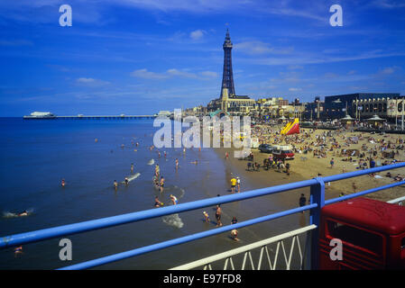 Blackpool seafront, North pier and Tower. Lancashire, England, UK Stock Photo