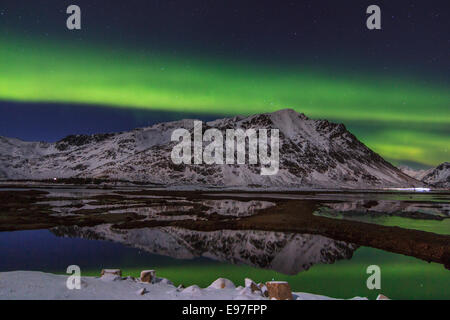 Northern lights on  the Norwegian fjords Stock Photo