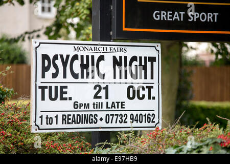 Psychic Night held in pub advert poster dead speak Stock Photo