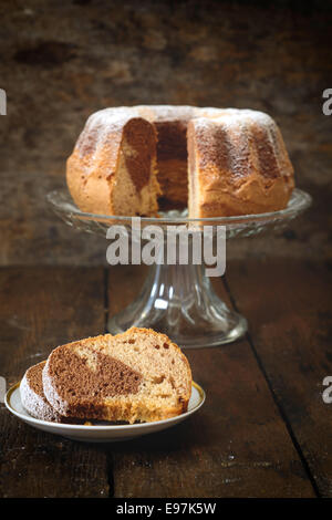 Selective focus on the front slices of Marble cake Stock Photo