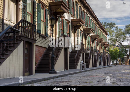 Row houses on Sylvan Terrace dating to 1882 are part of the Jumel Terrace Historic District Stock Photo