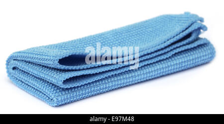 Blue towel over white background Stock Photo