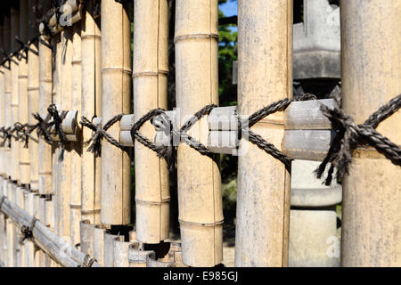 Bamboo fence in a Japanese garden Stock Photo