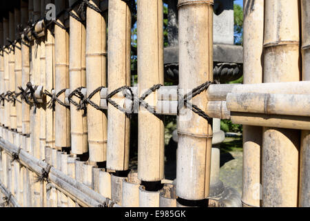 Bamboo fence in a Japanese garden Stock Photo