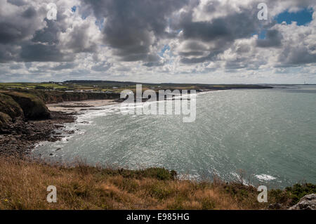 Porth Swtan or Church bay on the Anglesey coast in North Wales Stock Photo