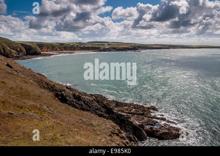 Porth Swtan or Church bay on the Anglesey coast in North Wales Stock Photo