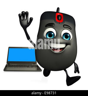 Using Computer Mouse Cartoon Cartoon Character of Computer Mouse with Laptop Stock Photo - Alamy