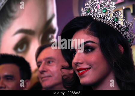 Bangkok, Thailand. 21st Oct, 2014. Miss International Queen 2013, Marcelo Ohio from Brazil pose for photograph during press conference. Transgender beauty pageant, Miss International Queen, announced its 10th year anniversary contest to be held on 7th November at Tiffany's Show Theatre in Pattaya, Thailand. Credit:  John Vincent/Alamy Live News Stock Photo