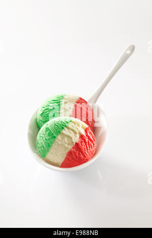 Italian icecream in the traditional red, white and green colours of the Italian national flag Stock Photo