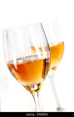 Two glasses of sherry isolated on white background Stock Photo